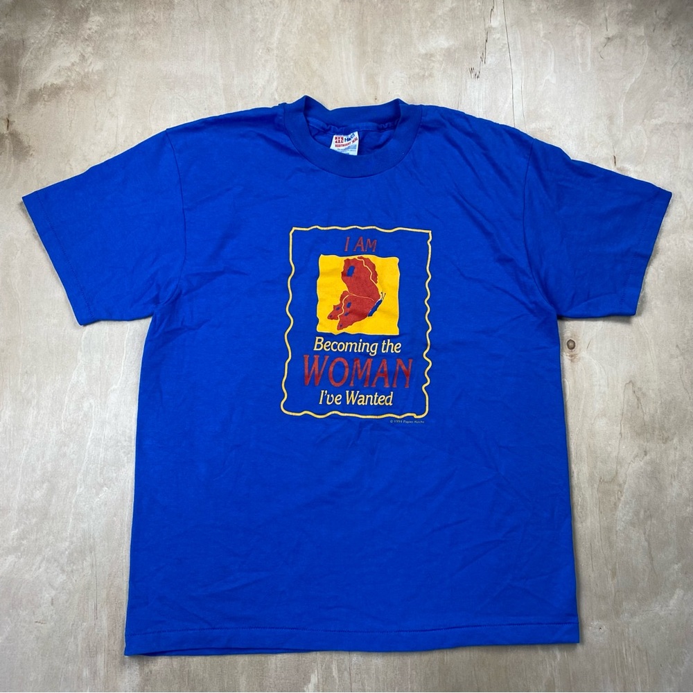 Vintage I Am Becoming the Woman I’ve Wanted Size Large T-Shirt Butterfly Hanes